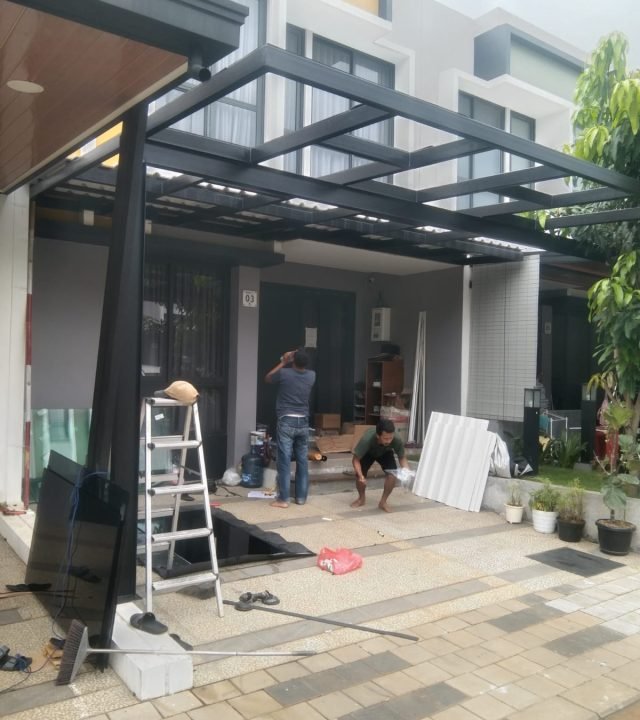 kanopi baja ringan atap kaca bsd tangerang selatan bengkel las sinar rahayu 3